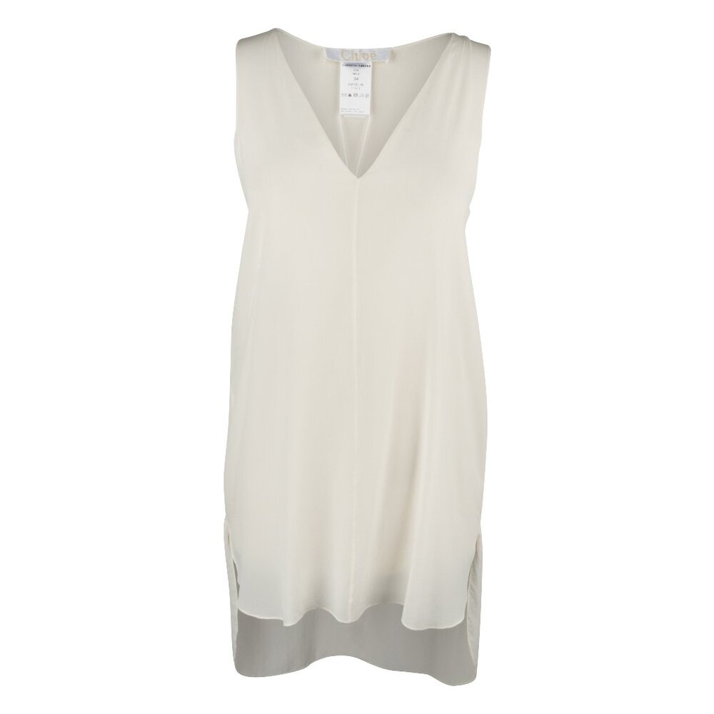 Chloe Top Semi Sheer Sleeveless Tunic in Milk 34 / 4
